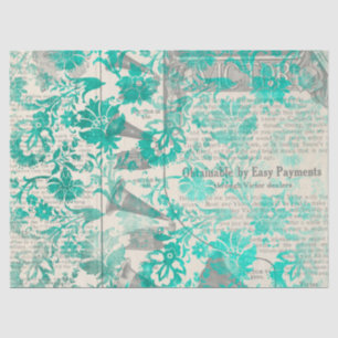 Papel De Seda Ephemera Turquoise Paper Series Design 4