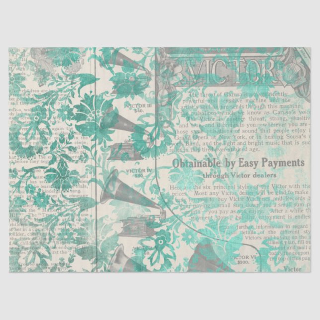 Papel De Seda Ephemera Turquoise Paper Series Design 4 (Anverso)