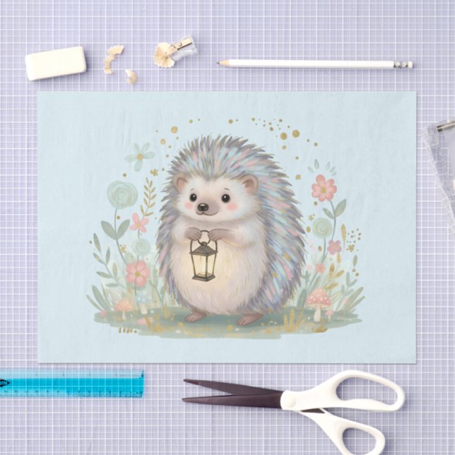 Papel De Seda Erizo Adorable con Linterna (Artesanía)