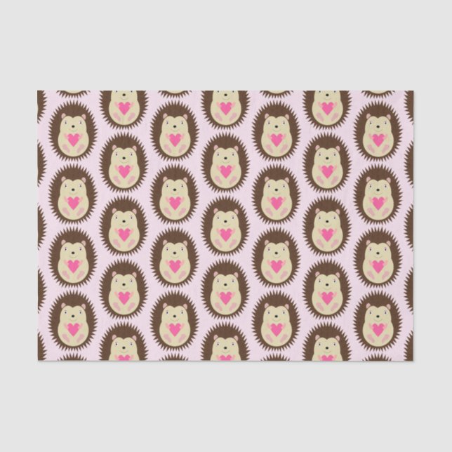 Papel De Seda Erizo Bebé Niña Rosa Bonito Estampado (Anverso)