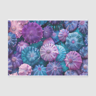 Papel De Seda Erizos de Mar Pastel Verde Azul y Púrpura