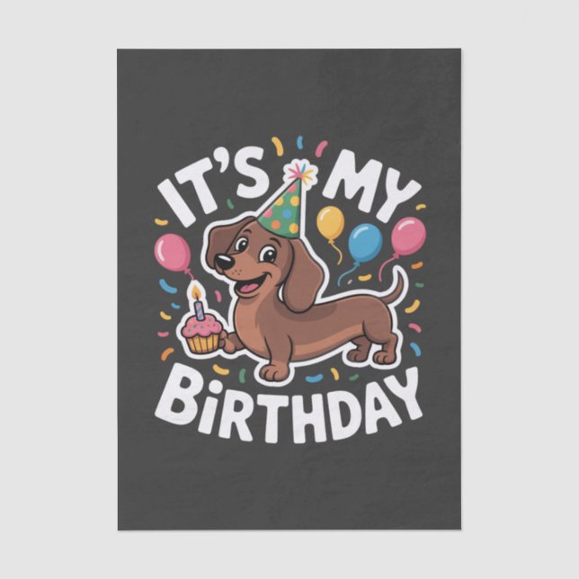 Papel De Seda Es Mi Cumpleaños Dachshund (Anverso)