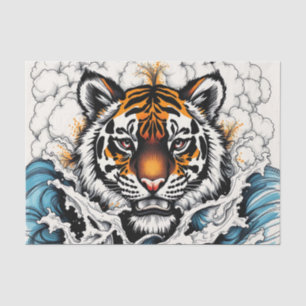 Papel De Seda Esbozo abstracto del tigre en el agua