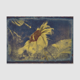 Papel De Seda Esbozo azul amarillo girasol Arte Antigüedad vinta