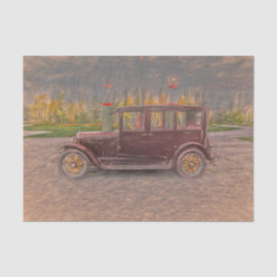 Papel De Seda Esbozo de auto marrón antiguo rústico