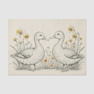 Papel De Seda Esbozo de Geese dibujado a mano rusa