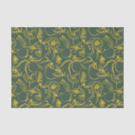 Papel De Seda Esbozo de limón verde y amarillo