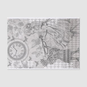 Papel De Seda Esbozo De Vintage Alice En La Decoración De Wonder