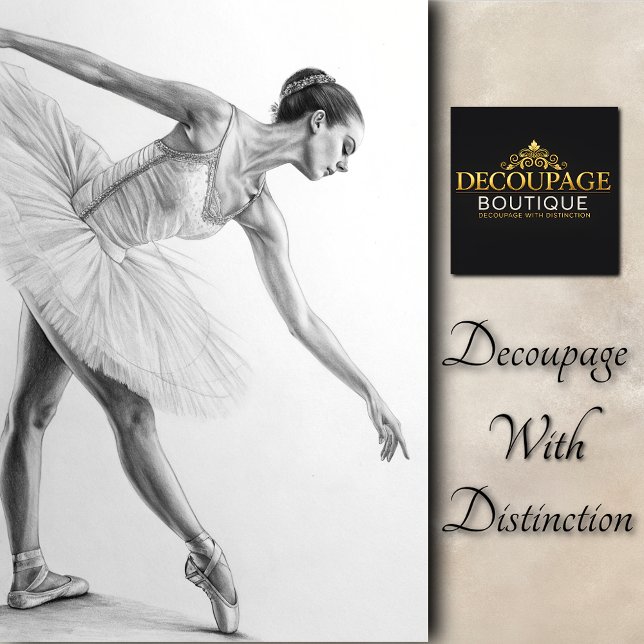 Papel De Seda Esbozo vintage Ballerina Decoupage (Vintage Sketch Ballerina Decoupage Tissue Paper)
