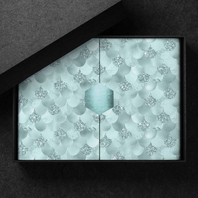 Papel De Seda Escala de lujo de Sirena | Mint Seafoam Green Aqua (Subido por el creador)