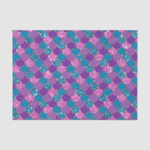 Papel De Seda Escalas de sirena Purpurinoso rosa morada y azul