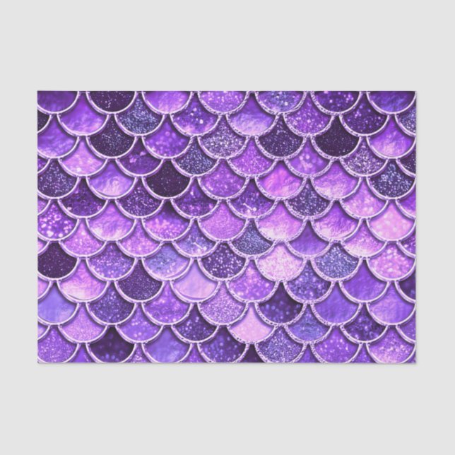 Papel De Seda Escalas de sirenas de Purpurina ultravioleta (Anverso)