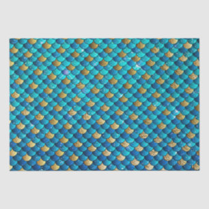 Papel De Seda Escales de sirena de tonos azules de ocmbre y Reli