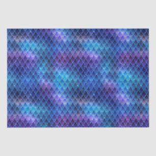 Papel De Seda Escama de Dragón Azul y Púrpura Mítico de Fantasía