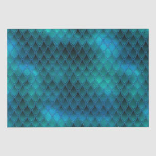 Papel De Seda Escamas de Dragón Teal Brillante y Purpurina