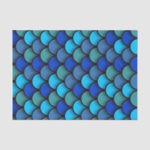 Papel De Seda Escamas de Pescado Azules y Verdes Bajo el Mar Cum