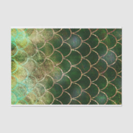 Papel De Seda Escamas de pez sirena brillo verde y dorado