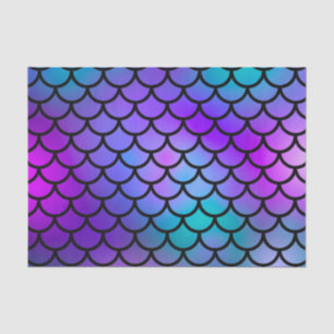 Papel De Seda Escamas de sirena azules púrpura rosa azul fantasí