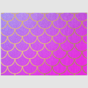 Papel De Seda Escamas de Sirena Doradas Rosa Purpura Brillantes