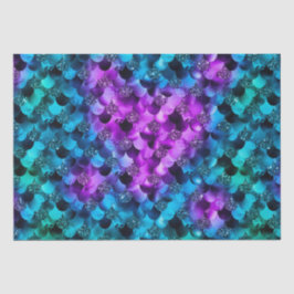 Papel De Seda Escamas de sirena Glamour Oceánico Brillo Azul y P