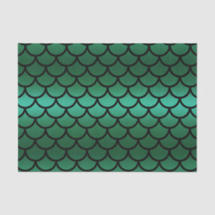 Papel De Seda Escamas de sirena Green & Black Fantasy Fish