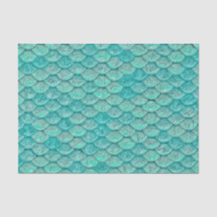 Papel De Seda Escamas de Sirena Verde Marino Turquesa