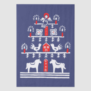 Papel De Seda Escándalo festivo lindo azul rojo árbol de Navidad
