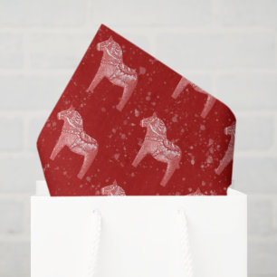 Papel De Seda Escándalo festivo lindo Dala roja caballo y nieve