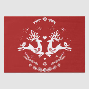 Papel De Seda Escándalo festivo lindo Navidad blanco rojo venado