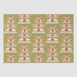 Papel De Seda Escándalo festivo lindo oro, árbol de navidad rojo