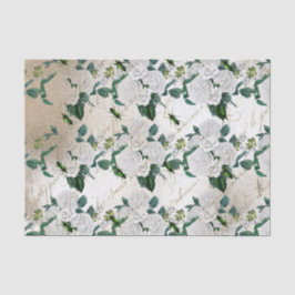Papel De Seda Escarabajo y flores de época