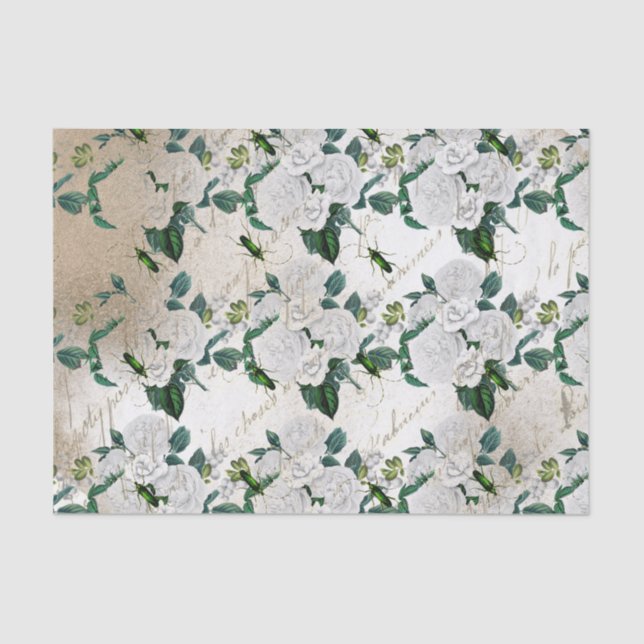 Papel De Seda Escarabajo y flores de época (Anverso)