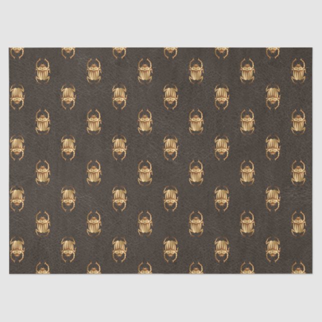 Papel De Seda Escarabajos egipcios de oro metálico en Brown (Anverso)