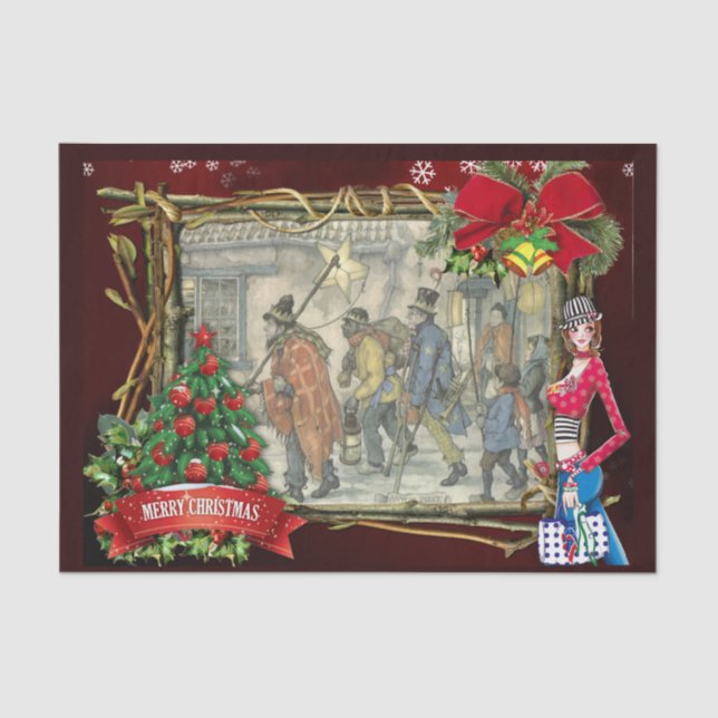 Papel De Seda Escena callejera en el viejo Ámsterdam (Anverso)