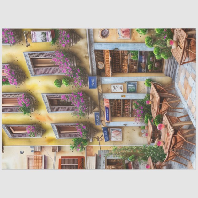 Papel De Seda Escena callejera italiana Ephemera serie de diseño (Anverso)