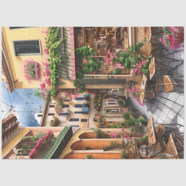 Papel De Seda Escena callejera italiana Ephemera serie de diseño (Anverso)