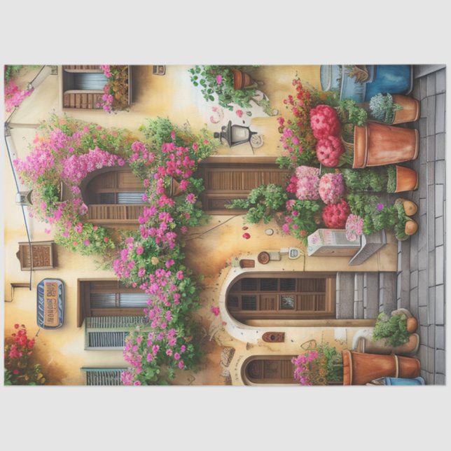 Papel De Seda Escena callejera italiana Ephemera serie de diseño (Anverso)