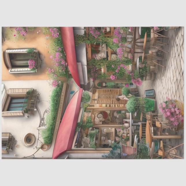 Papel De Seda Escena callejera italiana Ephemera serie de diseño (Anverso)