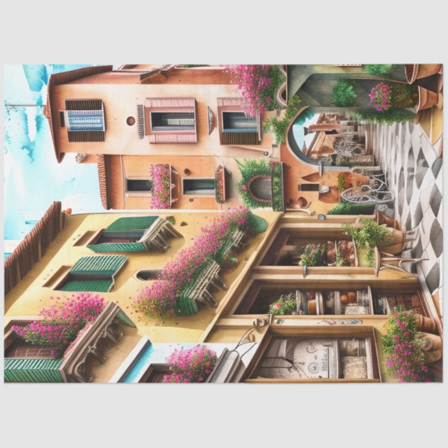 Papel De Seda Escena callejera italiana Ephemera serie de diseño (Anverso)