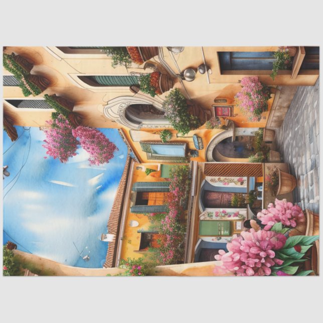 Papel De Seda Escena callejera italiana Ephemera serie de diseño (Anverso)