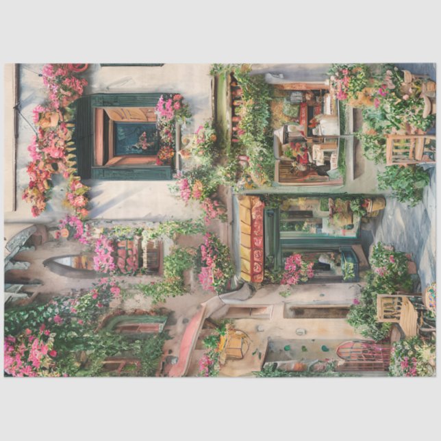 Papel De Seda Escena callejera italiana Ephemera serie de diseño (Anverso)