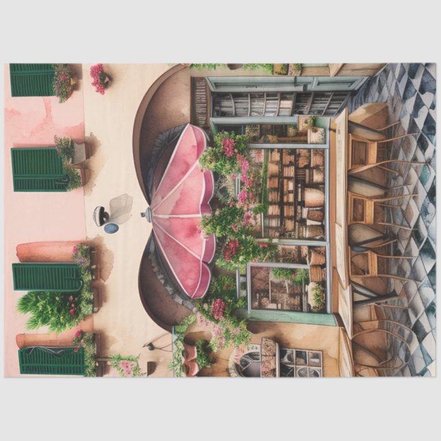 Papel De Seda Escena callejera italiana Ephemera serie de diseño (Anverso)