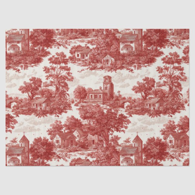 Papel De Seda Escena Campestre de Toile Rojo (8) (Anverso)