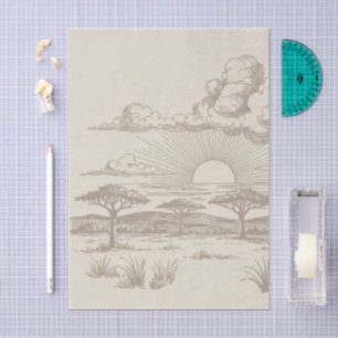 Papel De Seda Escena de aventura salvaje de bebé neutral Safari