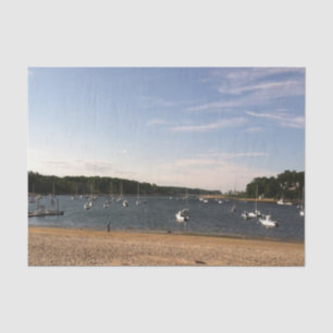 PAPEL DE SEDA ESCENA DE BARCO Y PLAYA