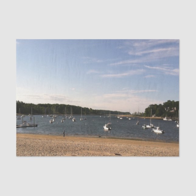 PAPEL DE SEDA ESCENA DE BARCO Y PLAYA (Anverso)