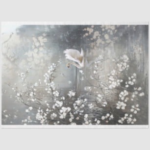 Papel De Seda Escena de cisne parisino etéreo con revestimiento 