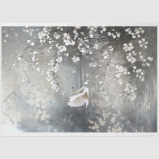 Papel De Seda Escena de cisne parisino etéreo con revestimiento 