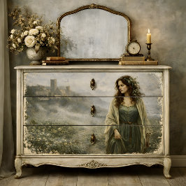 Papel De Seda Escena de decoupage de pueblo de mujer medieval