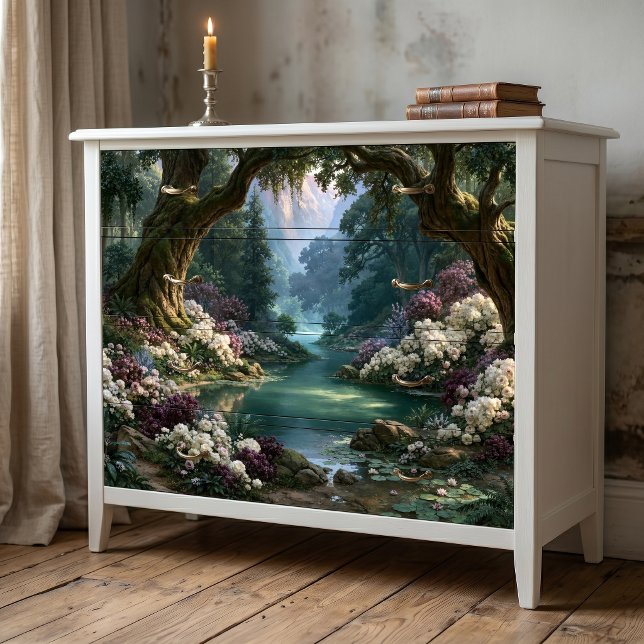 Papel De Seda Escena de decoupage de río turquesa con arco de ár (Subido por el creador)